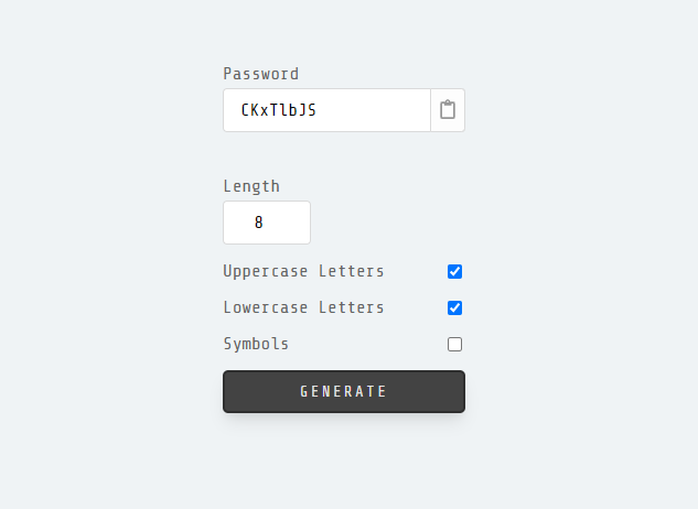 Image of the Random Password Generator