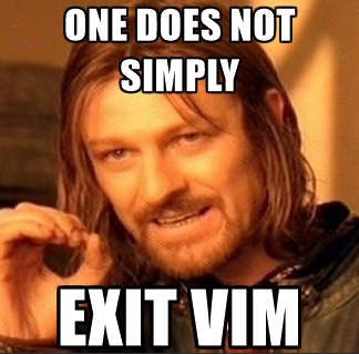 Sean Bean in Lord of The Rings explaining that 'One does not simply exit VIM'